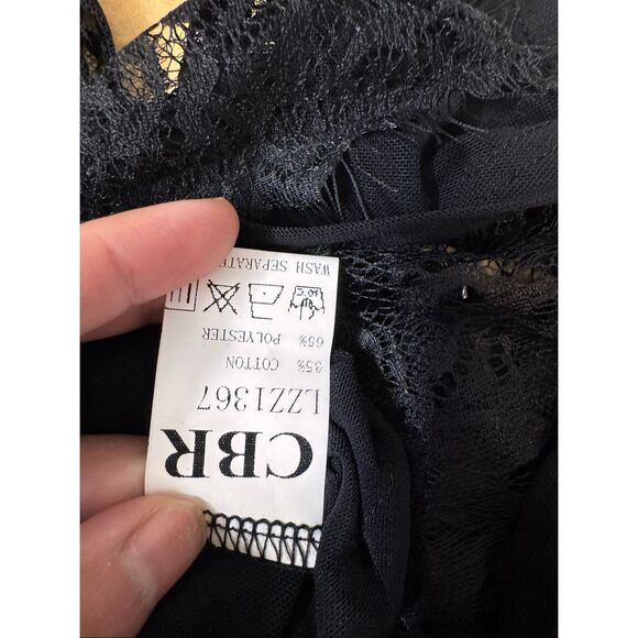 CBR Black Lace Mesh Bodysuit | Sheer Floral One Piece Lingerie – Size Medium - Picture 4 of 7
